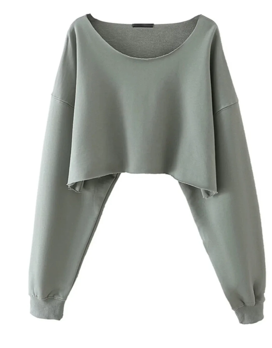 New Cropped Sweatshirt - Sage Green