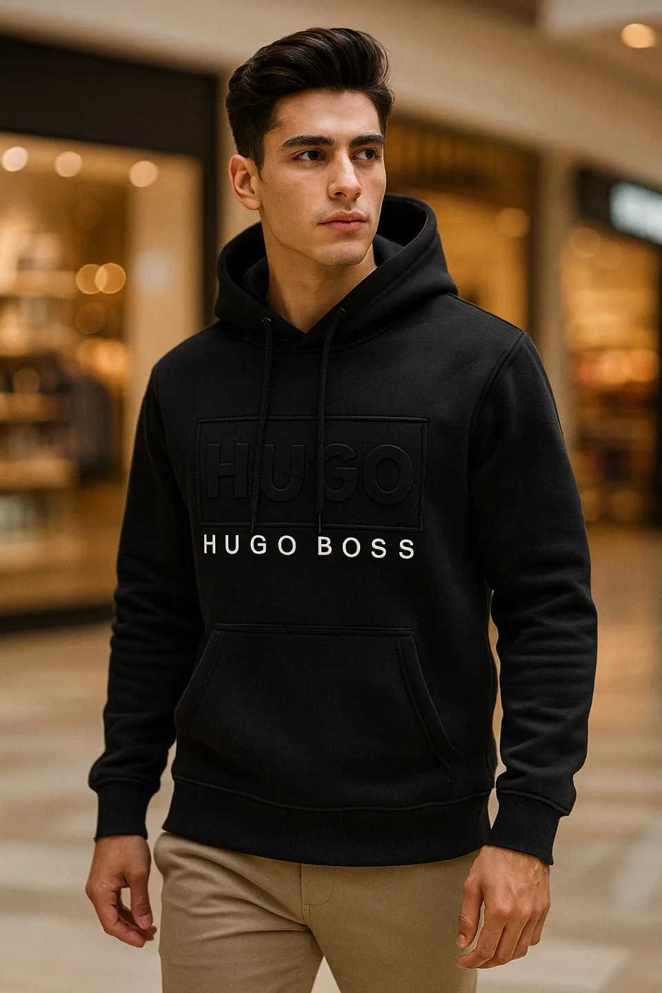 Hugo Boss Slim Fit  Black Hoodie - Size M, L, XL image indicator(3)