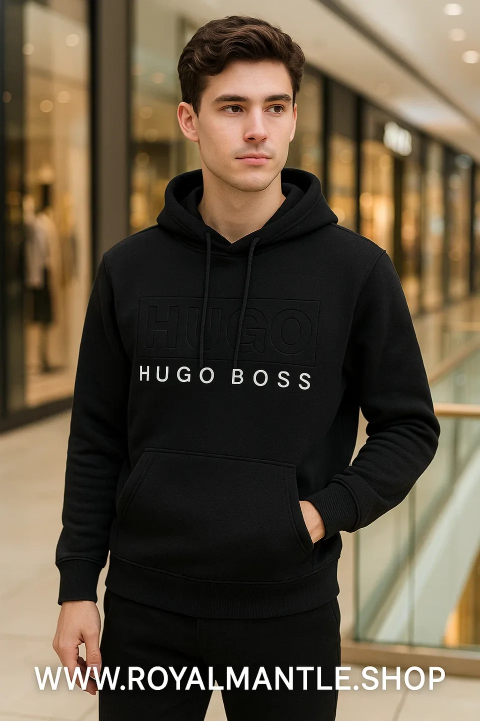 Hugo Boss Slim Fit  Black Hoodie - Size M, L, XL image indicator(2)