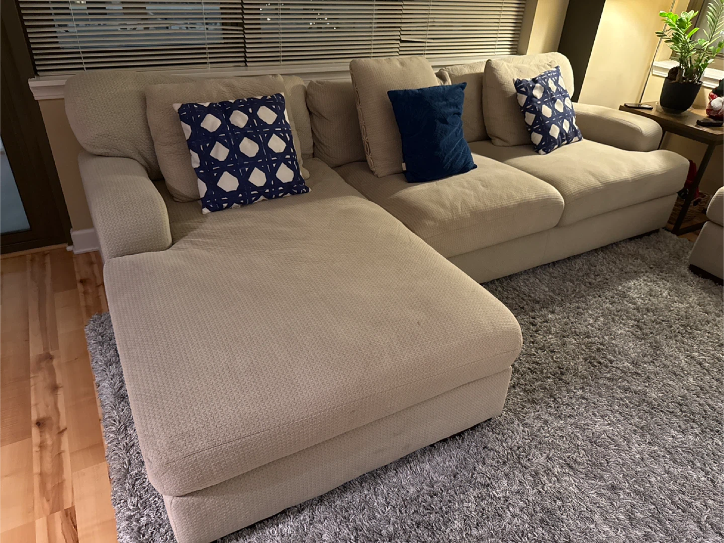 Beige Sofa with Ottoman