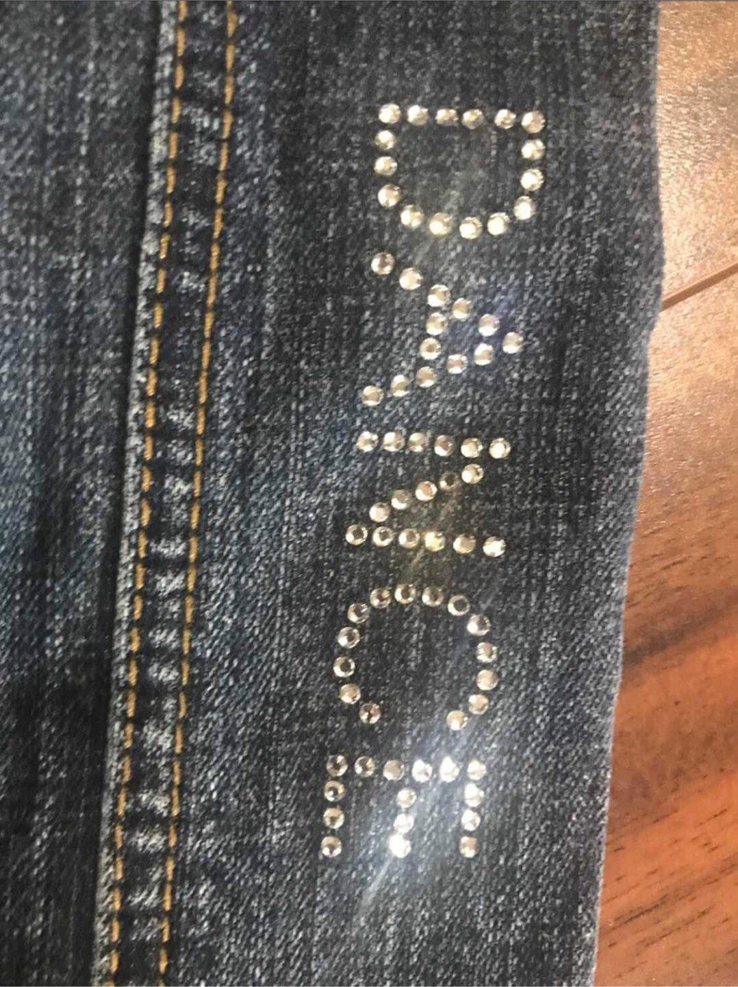 UB Jeans women’s large crop denim jacket rhinestone beaded Y2K - photo 4