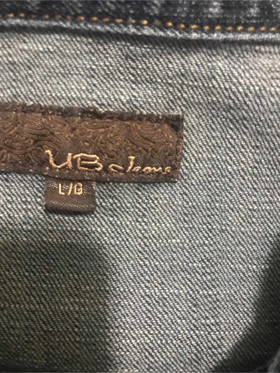 UB Jeans women’s large crop denim jacket rhinestone beaded Y2K - photo 5