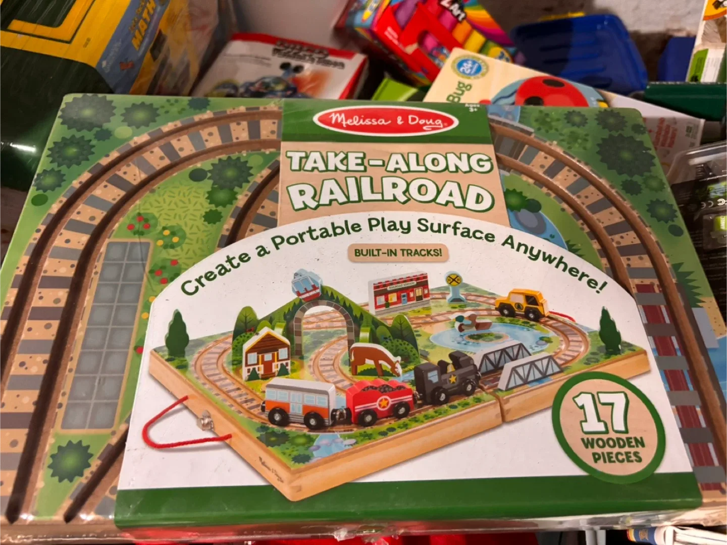 Melissa & Doug Take-Along Railroad - 17 Wooden Pieces