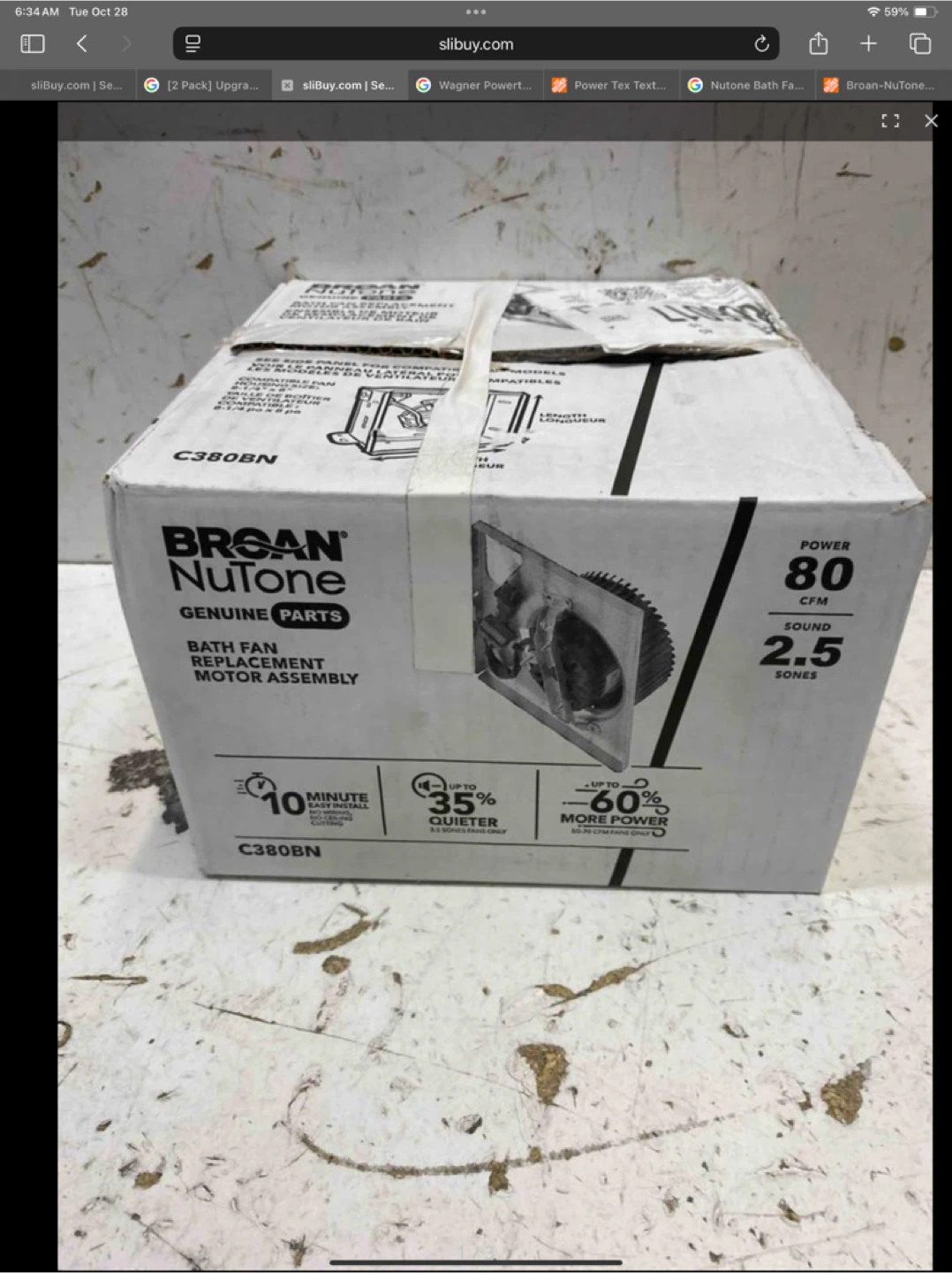 Broan NuTone C380BN Bath Fan Motor Assembly