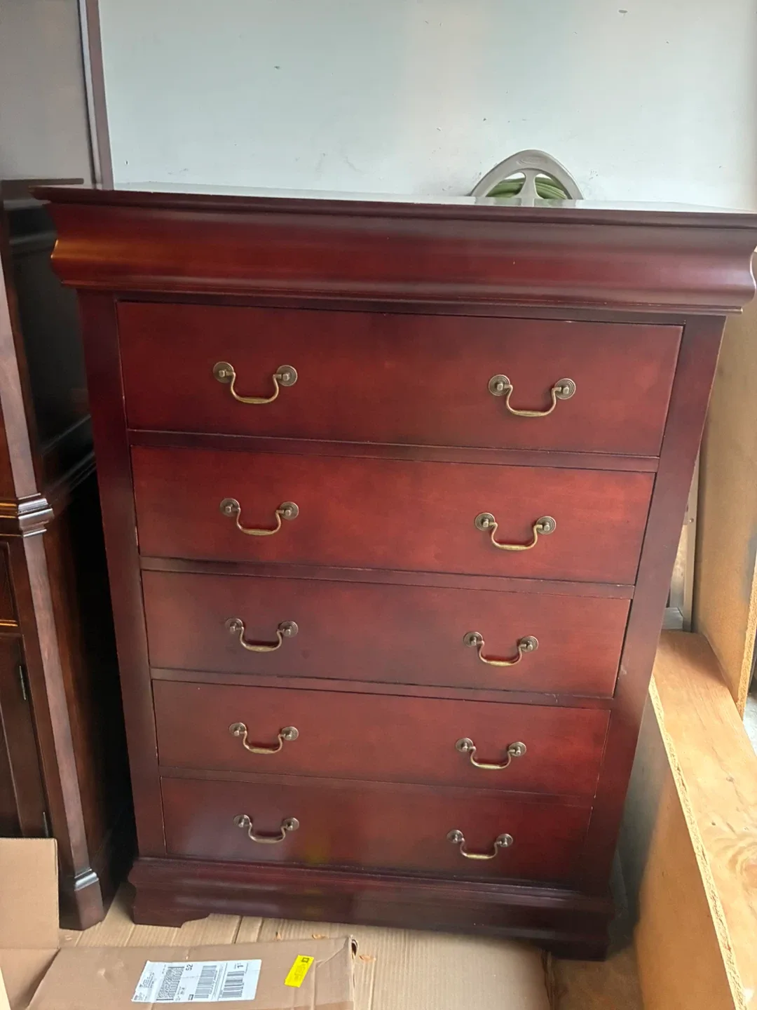 Wooden 5-Drawer Dresser - Burgundy
