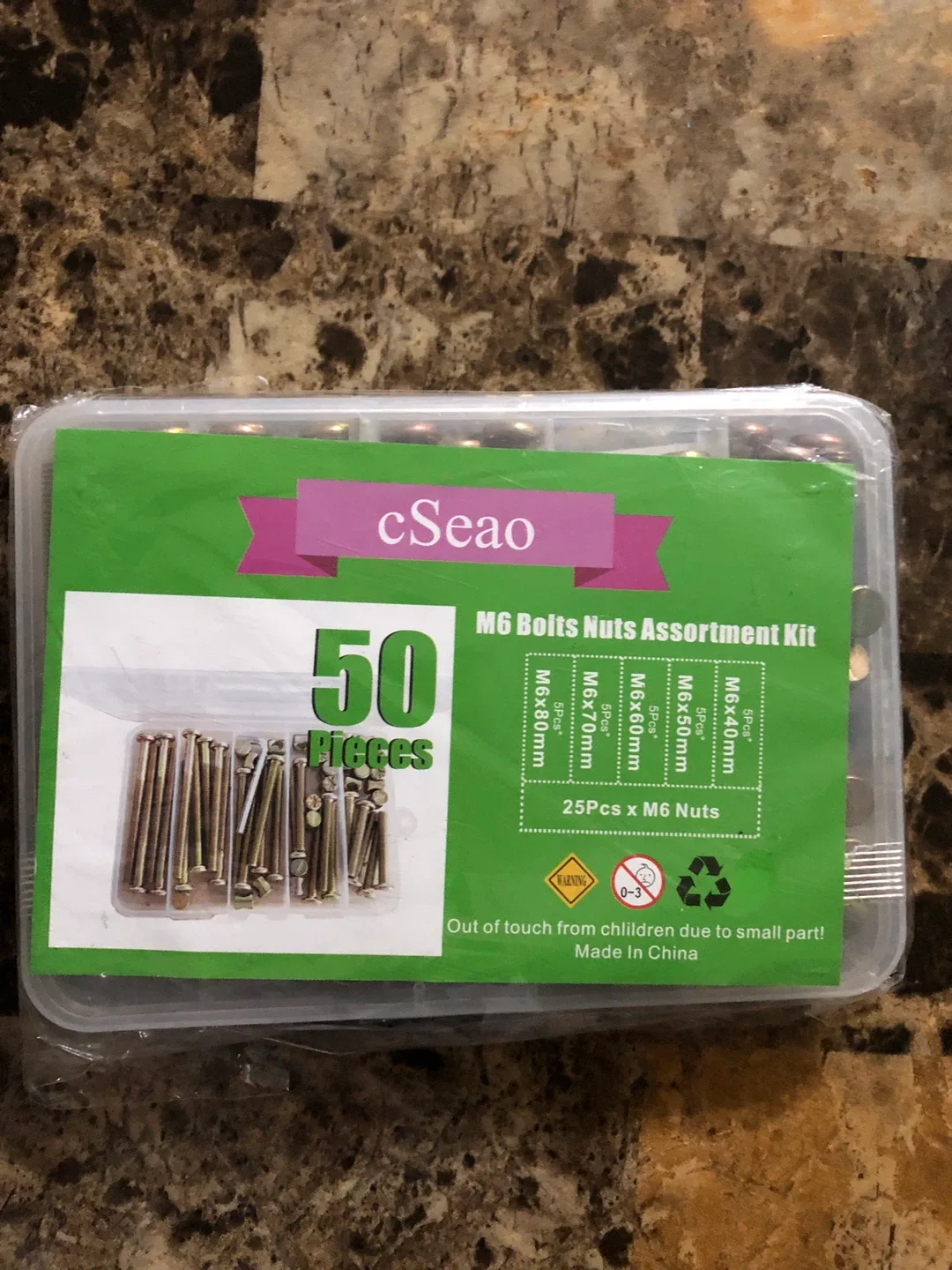 cSeao M6 Bolts Nuts Assortment Kit - 50 Pieces image indicator(2)