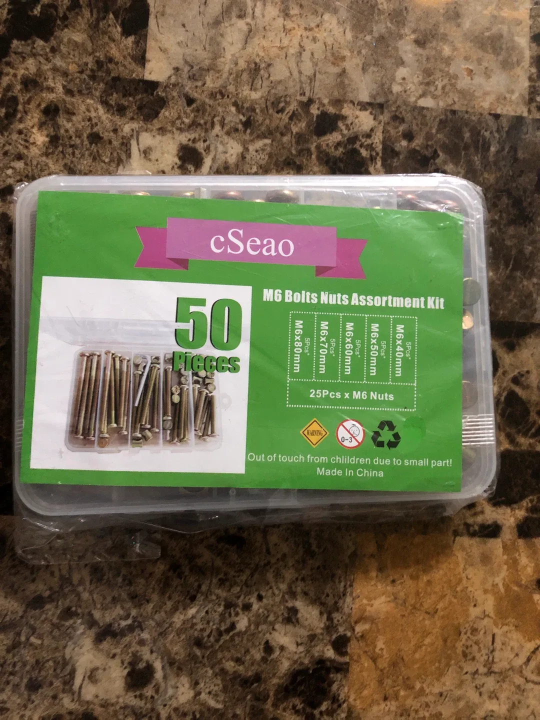 cSeao M6 Bolts Nuts Assortment Kit - 50 Pieces