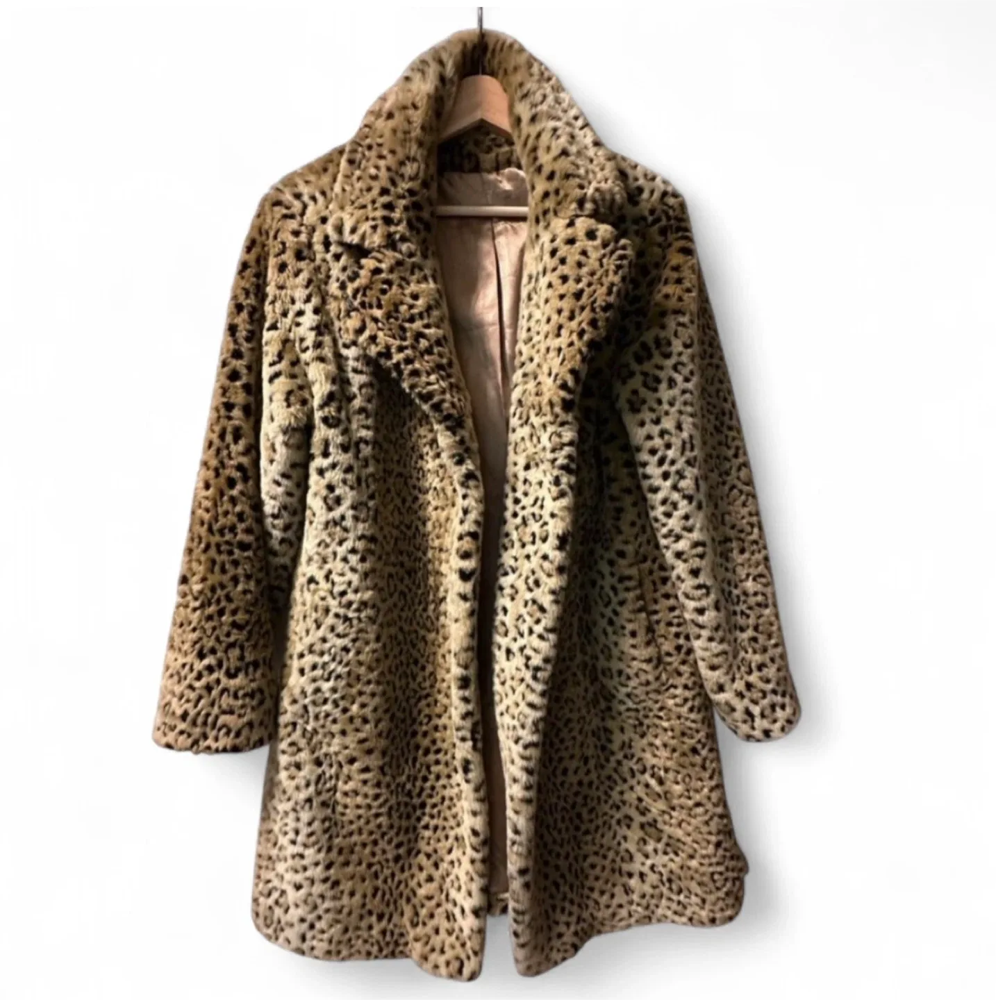 Leopard Animal Print Faux Fur Long Coat