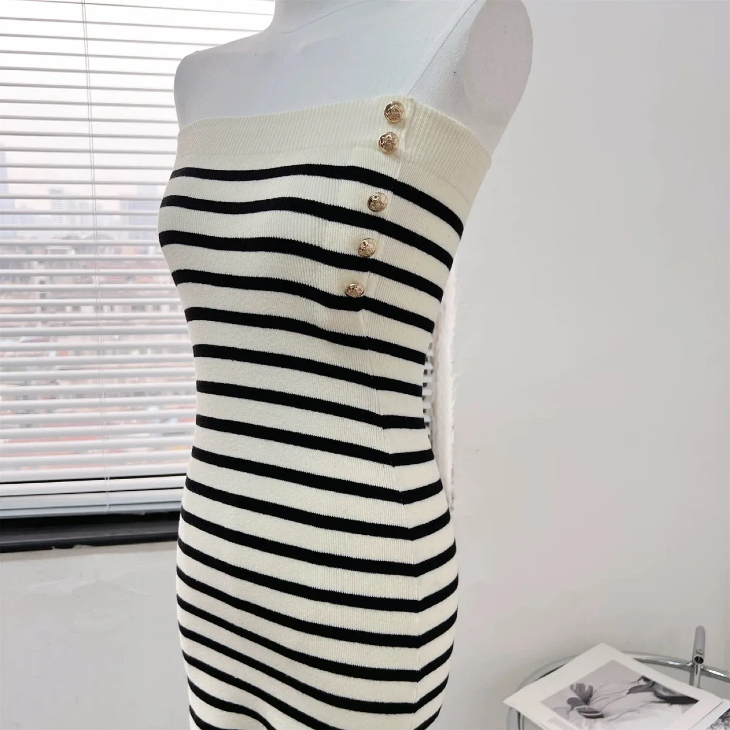 New Striped Tube Dress - Black and White image indicator(2)