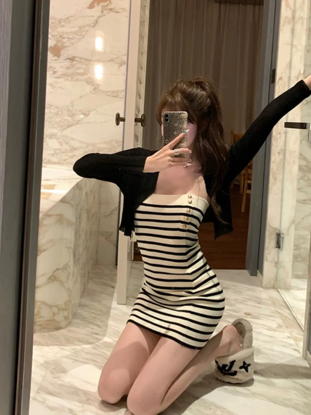 New Striped Tube Dress - Black and White image indicator(4)