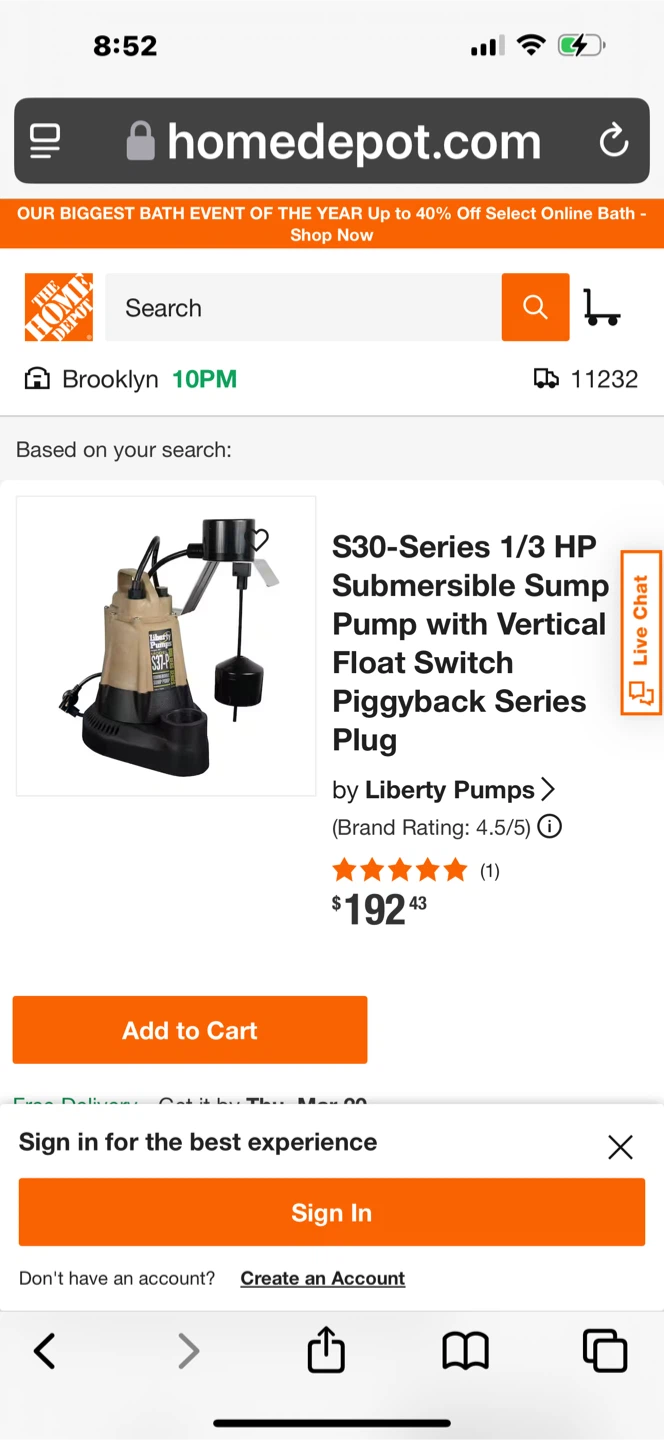 Liberty Pumps S30-Series 1/3 HP Submersible Sump Pump - photo 2