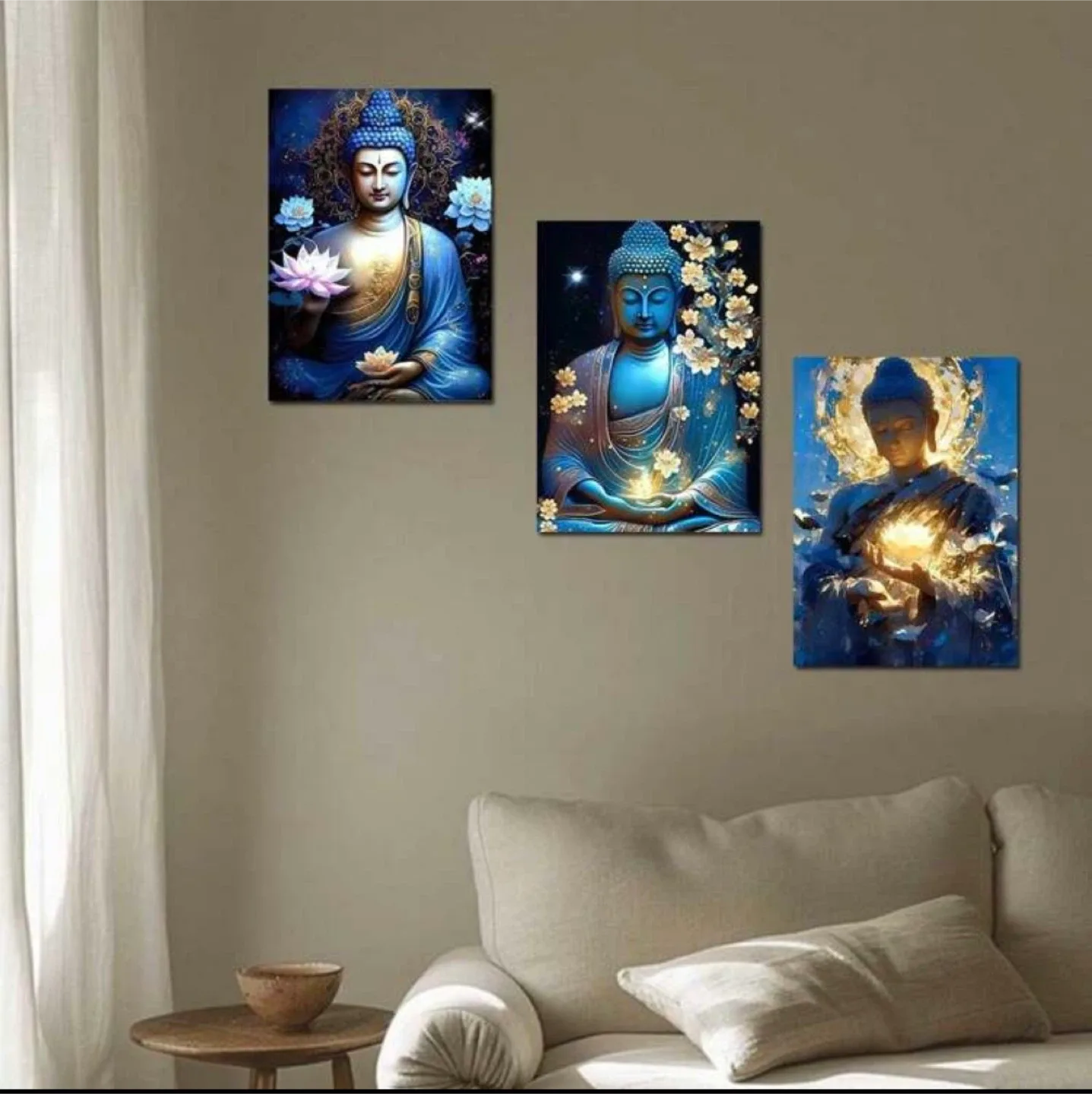 Buddha Canvas Wall Art - Set of 3