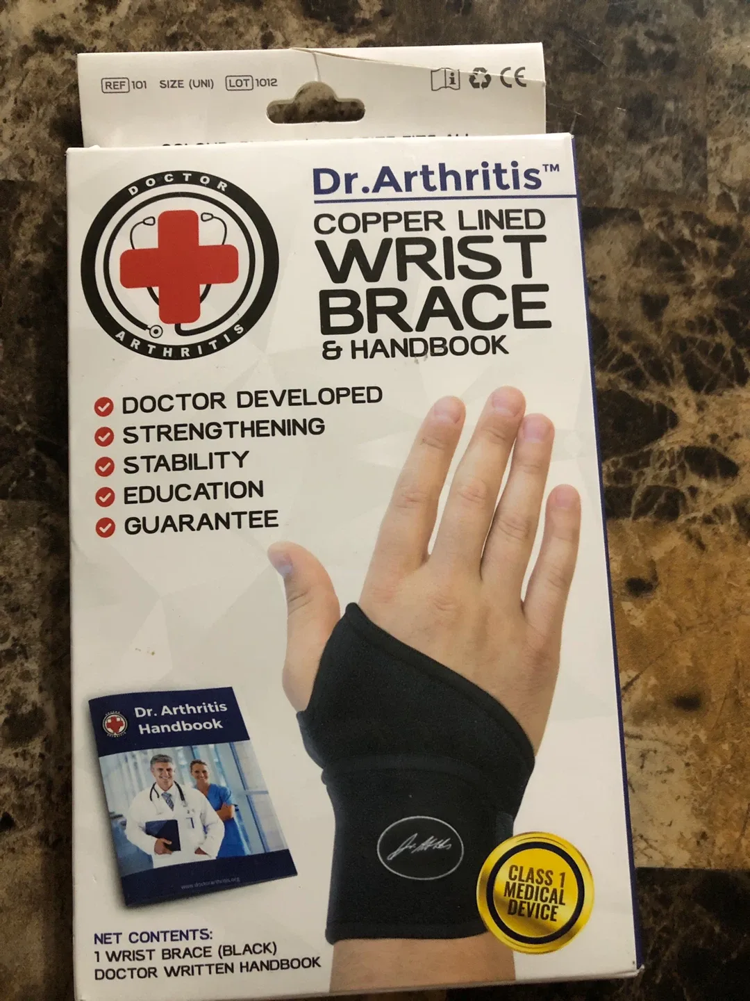 Dr. Arthritis Copper Lined Wrist Brace & Handbook