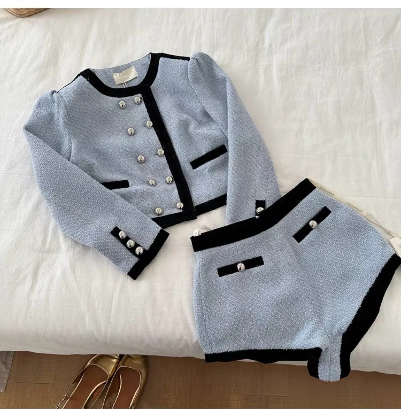 New Blue Tweed Two-Piece Set