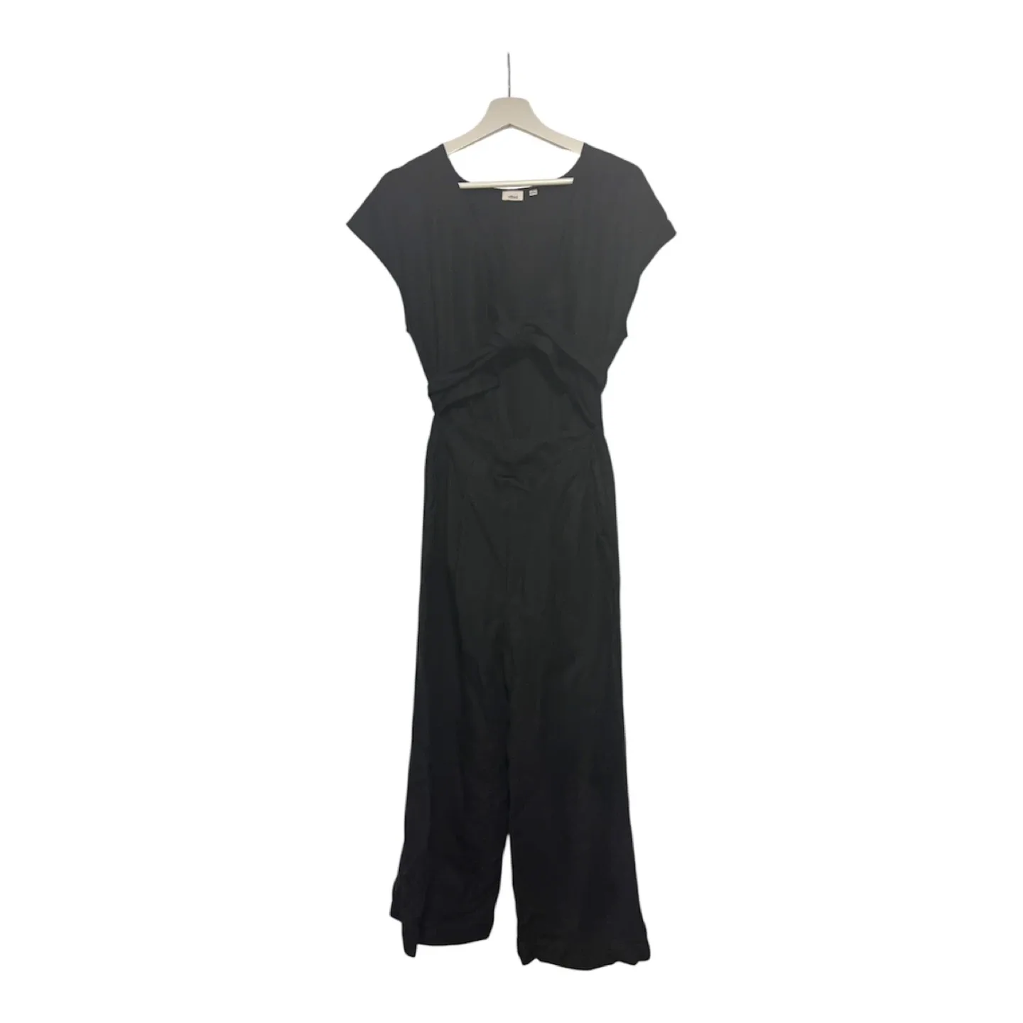 Aritzia Wilfred Black Brax Linen Blend Wrap Jumpsuit Size 6 image indicator(2)