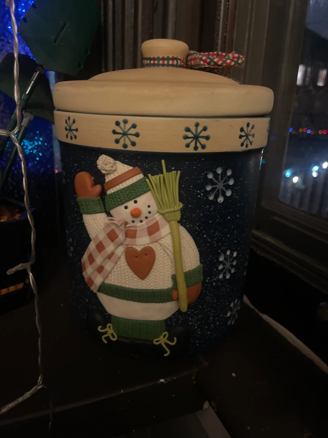 Ceramic Cookie Jar with Bear and Snowman - photo 3