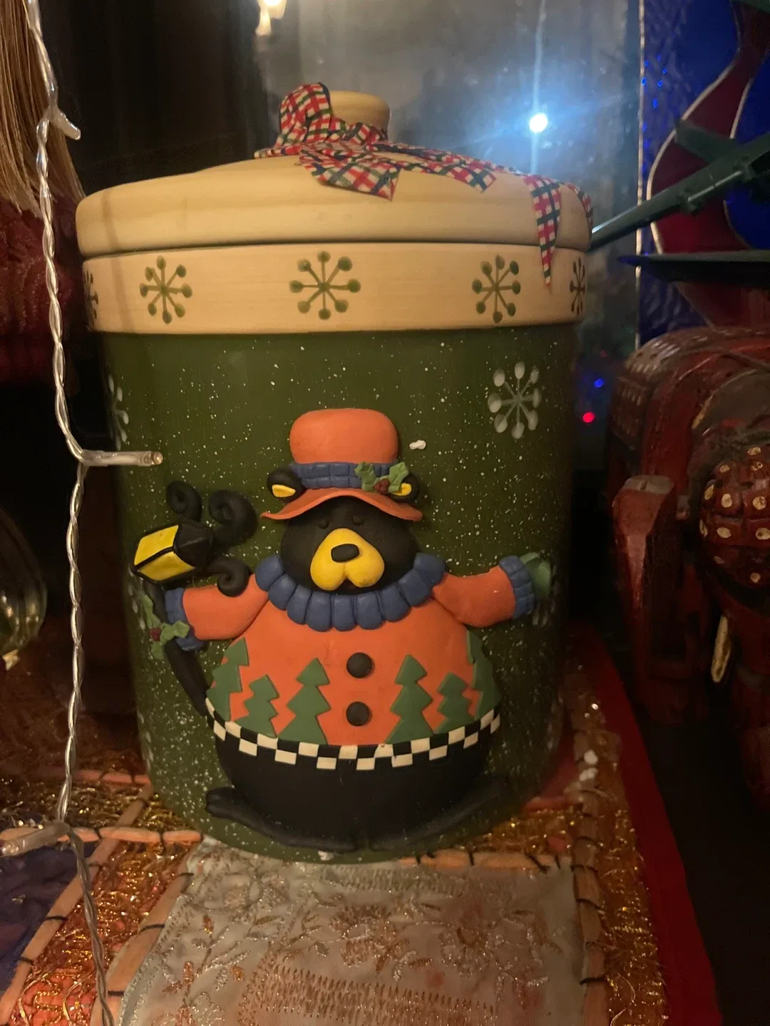 Ceramic Cookie Jar with Bear and Snowman image indicator(2)