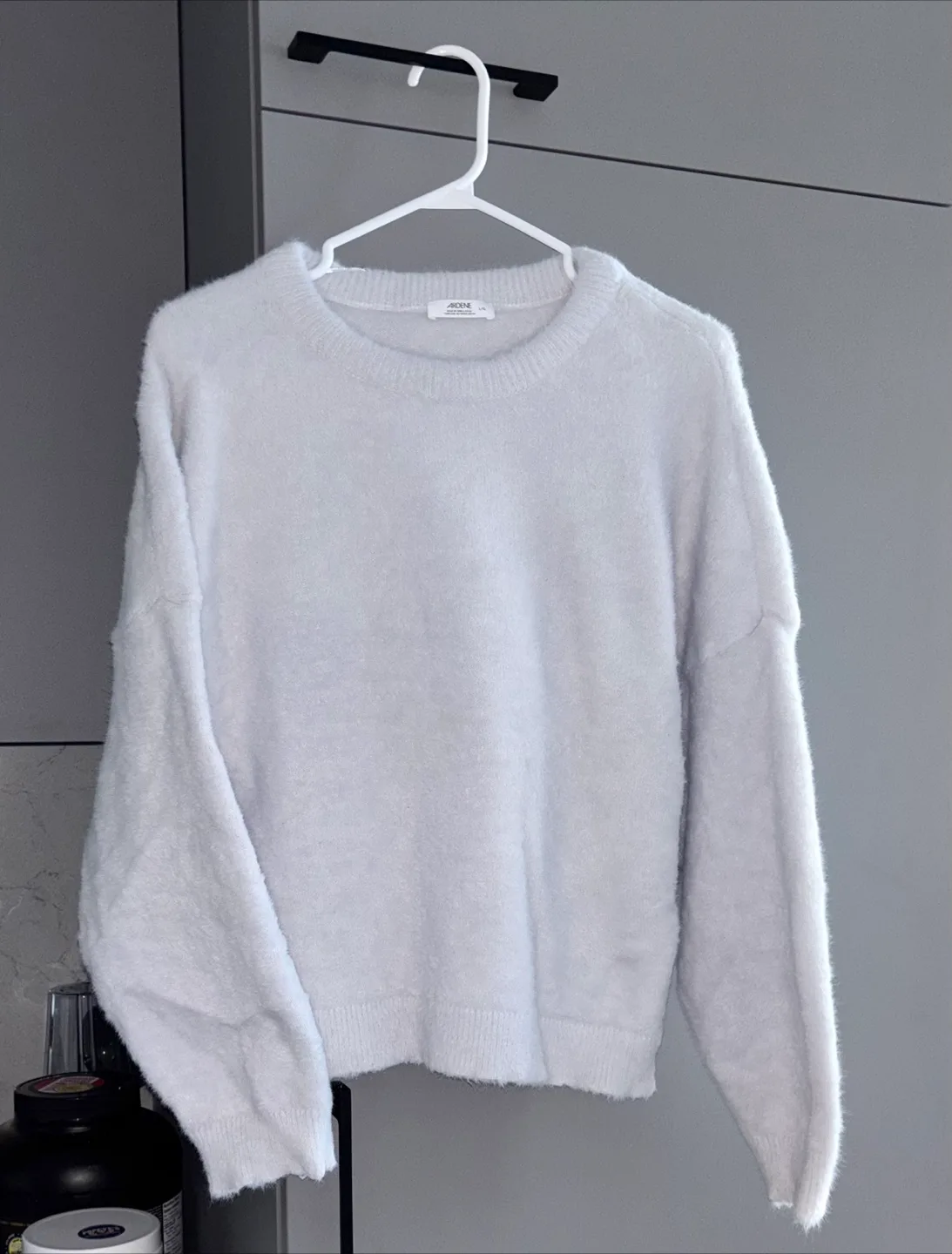 Ardene White Fuzzy Crewneck Sweater