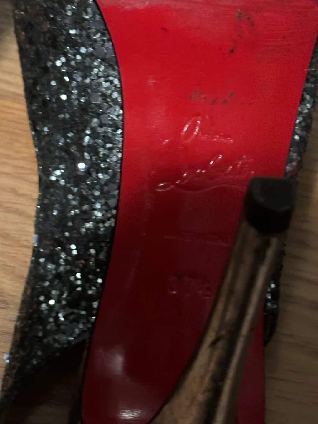 Christian Louboutin Glitter Slingback Heels - Size 37.5 image indicator(3)