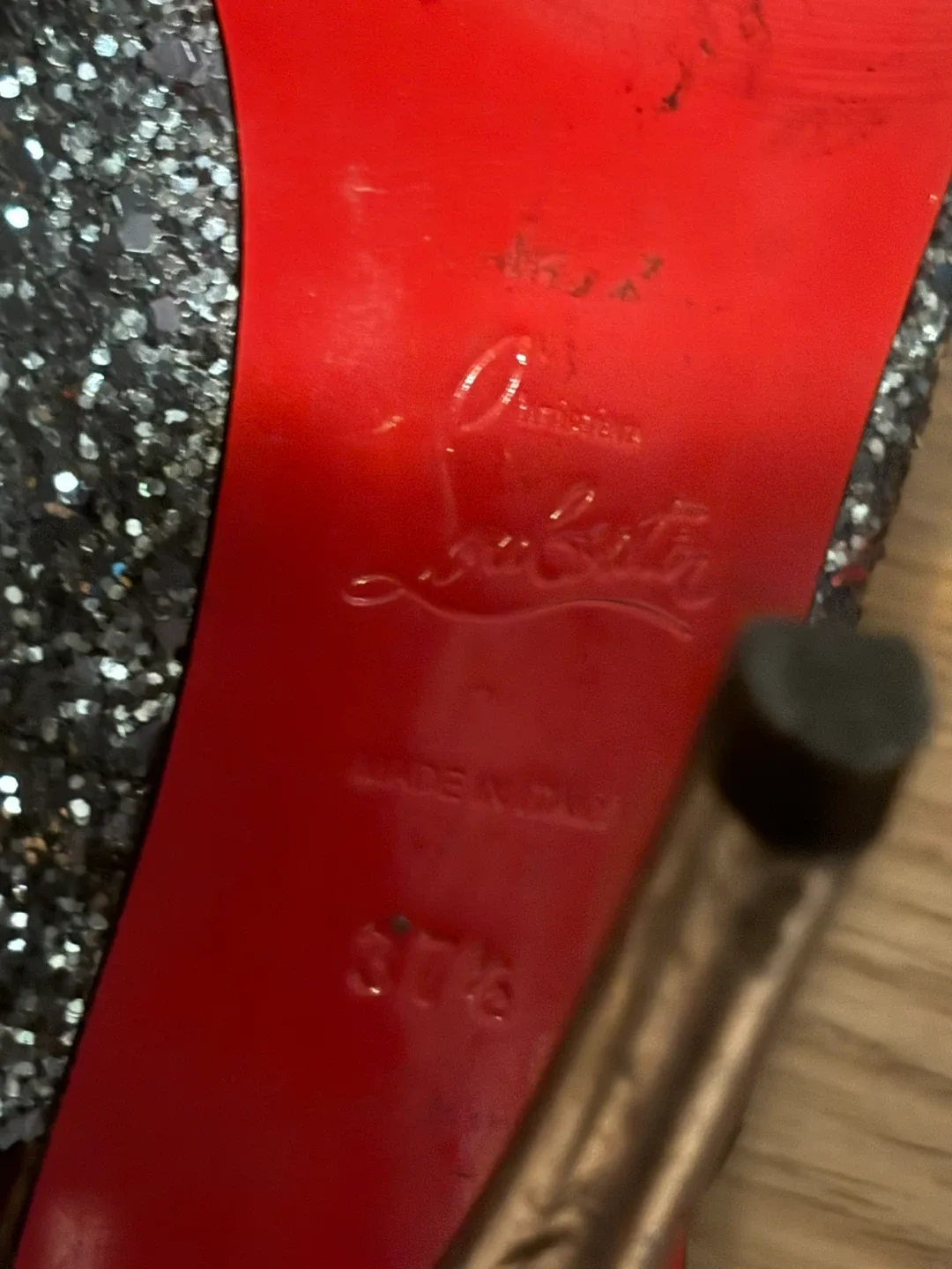 Christian Louboutin Glitter Slingback Heels - Size 37.5 image indicator(4)