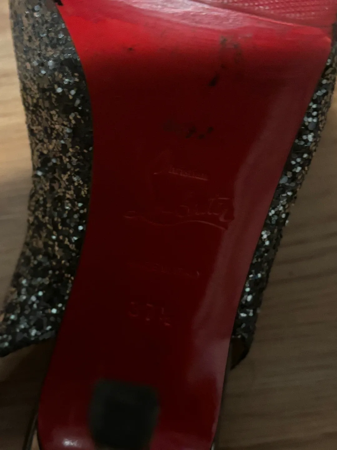 Christian Louboutin Glitter Slingback Heels - Size 37.5 image indicator(10)