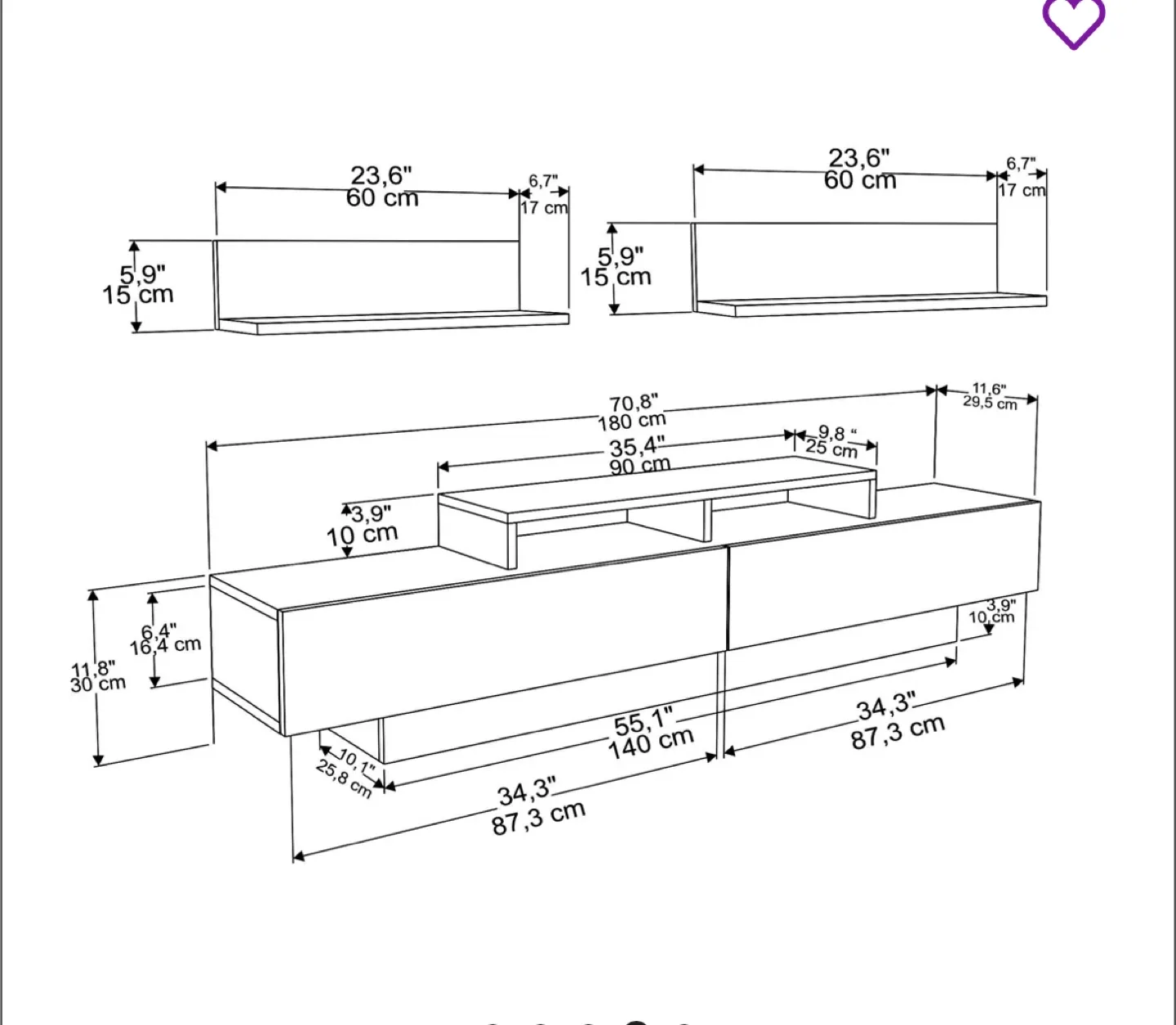 Orren Ellis Hulsey White TV Stand (up to 75") image indicator(5)