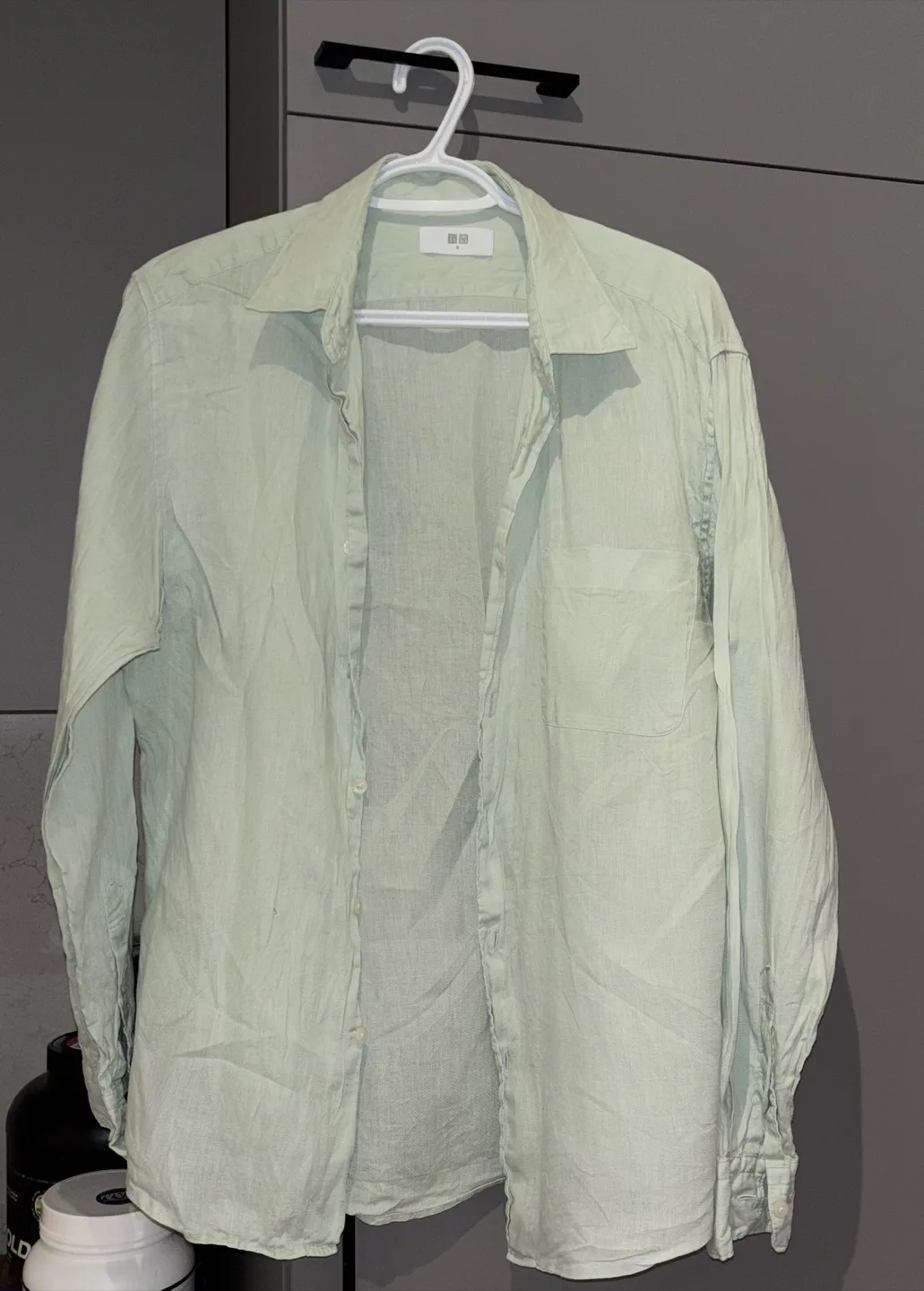 Uniqlo Mint Green Button-Down Shirt (Linen Blend)