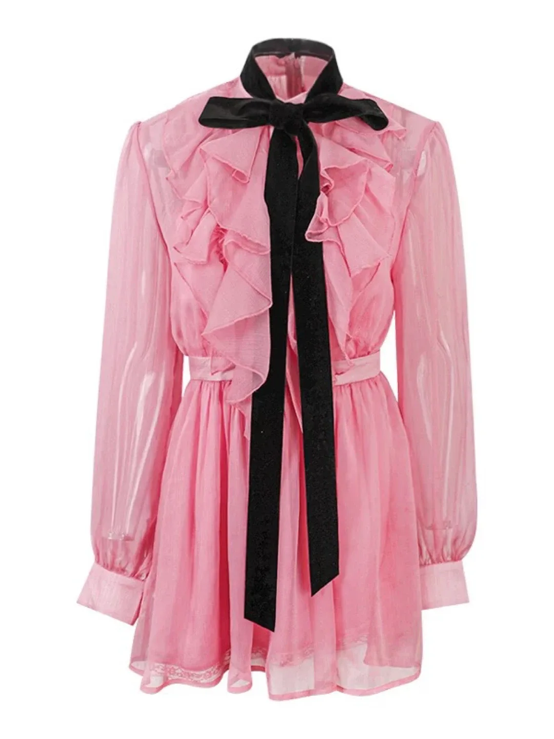 New Pink Chiffon Mini Dress with inner dress