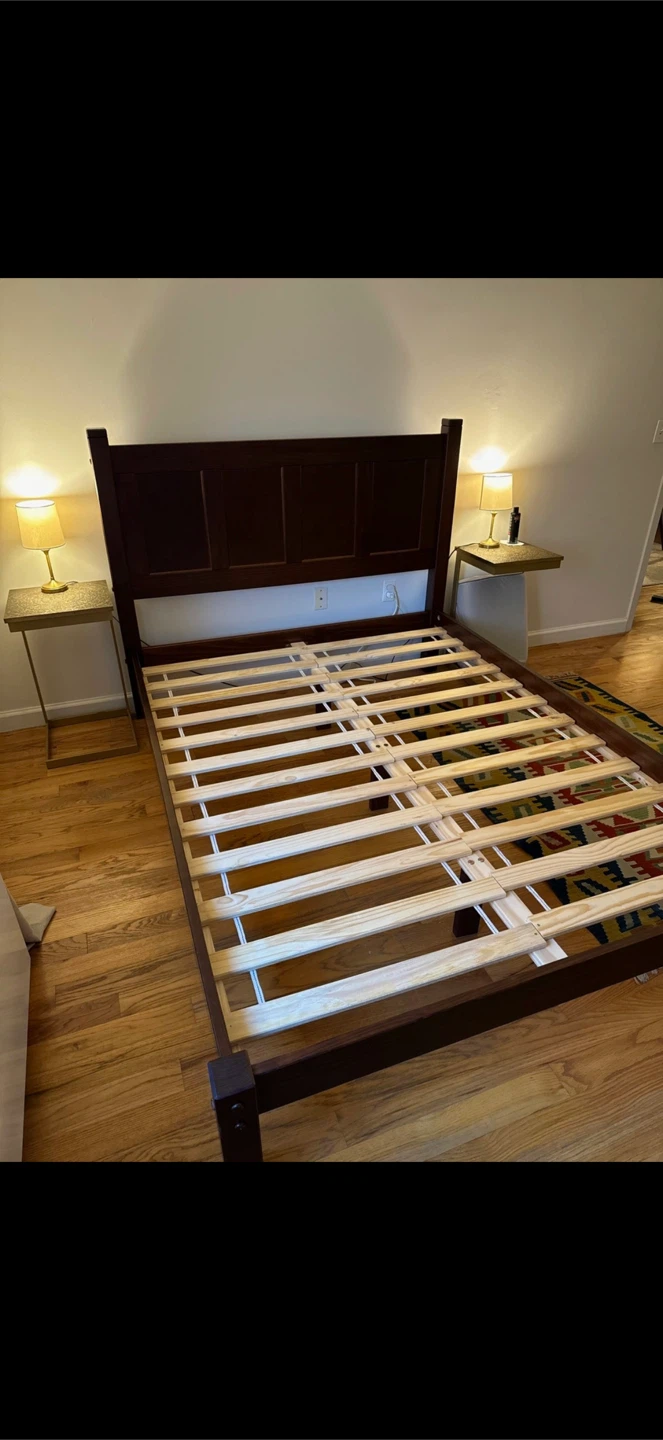 Dark Wood Bed Frame with Headboard