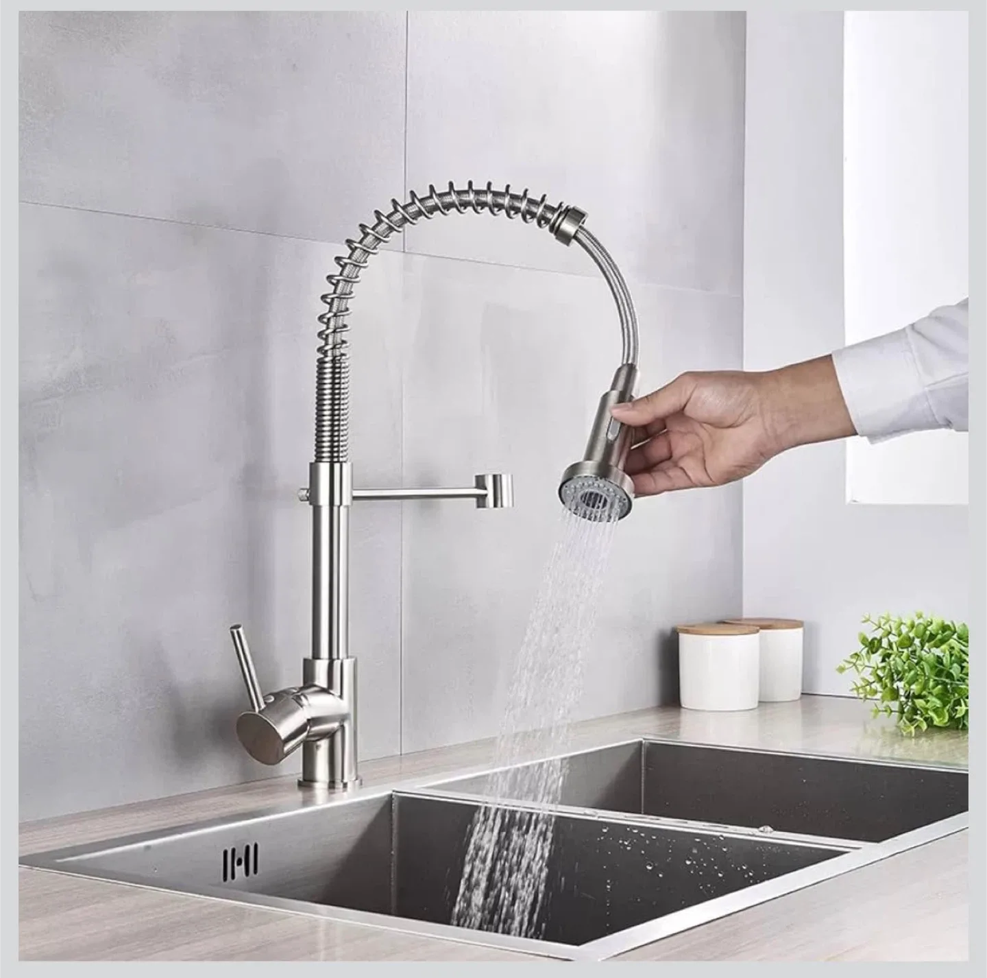 Brushed Nickel Kitchen Faucet with Pull Down Sprayer - Brand New