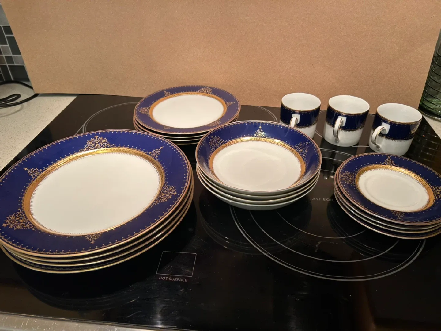 Blue & Gold Dinnerware Set