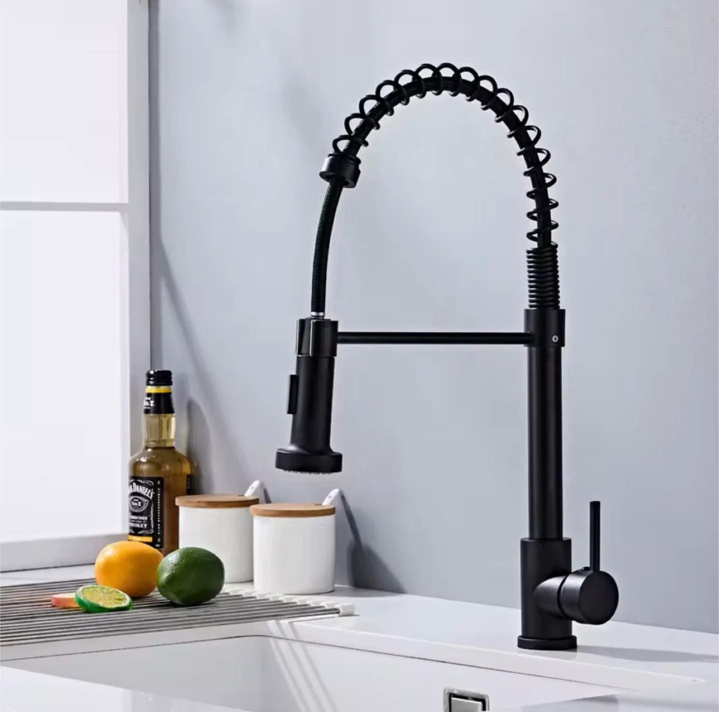 Matte Black Farmhouse Style Kitchen Faucet with Deck Plate image indicator(2)