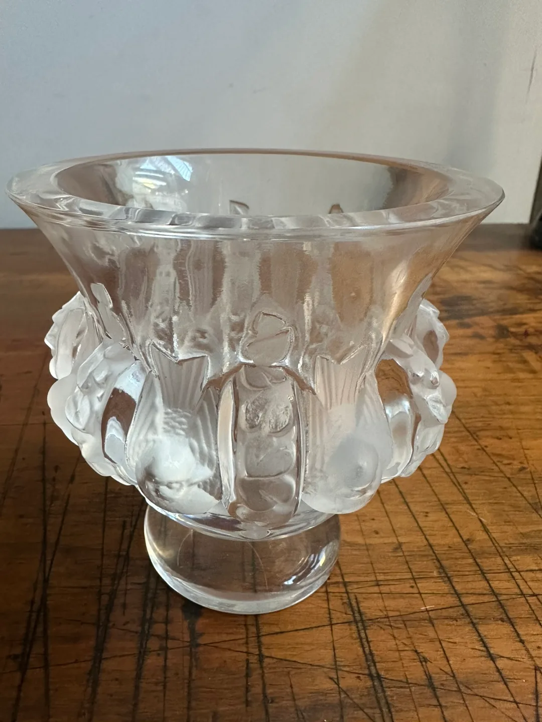 Lalique Art Glass Dampierre 4 5/8 Inch Flower Vase France