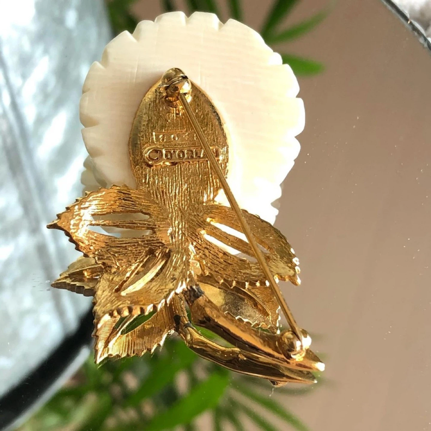Vintage D’Orlan 1980’s White Rose Brooch - photo 2