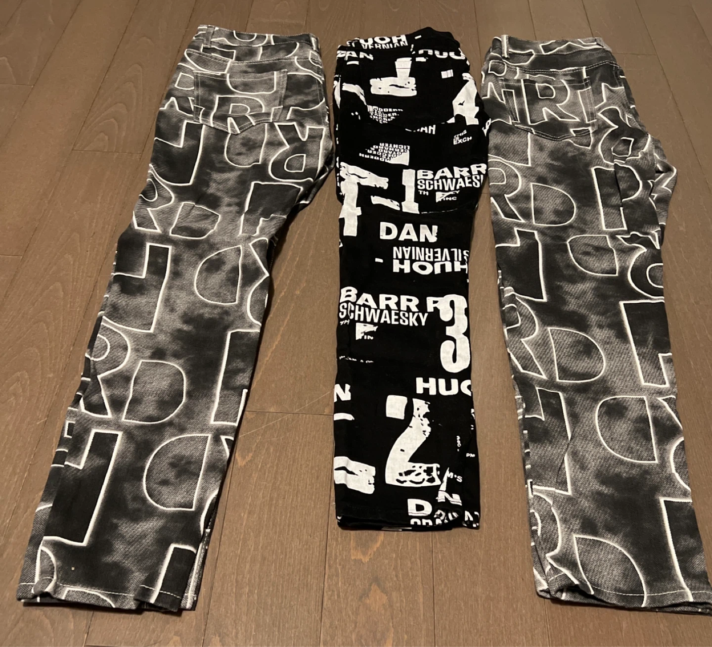 Style Printed Black & Grey Jeans