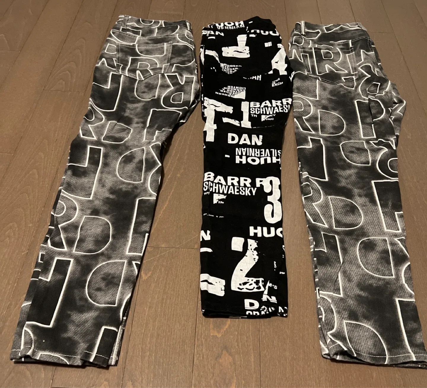 Style Printed Black & Grey Jeans