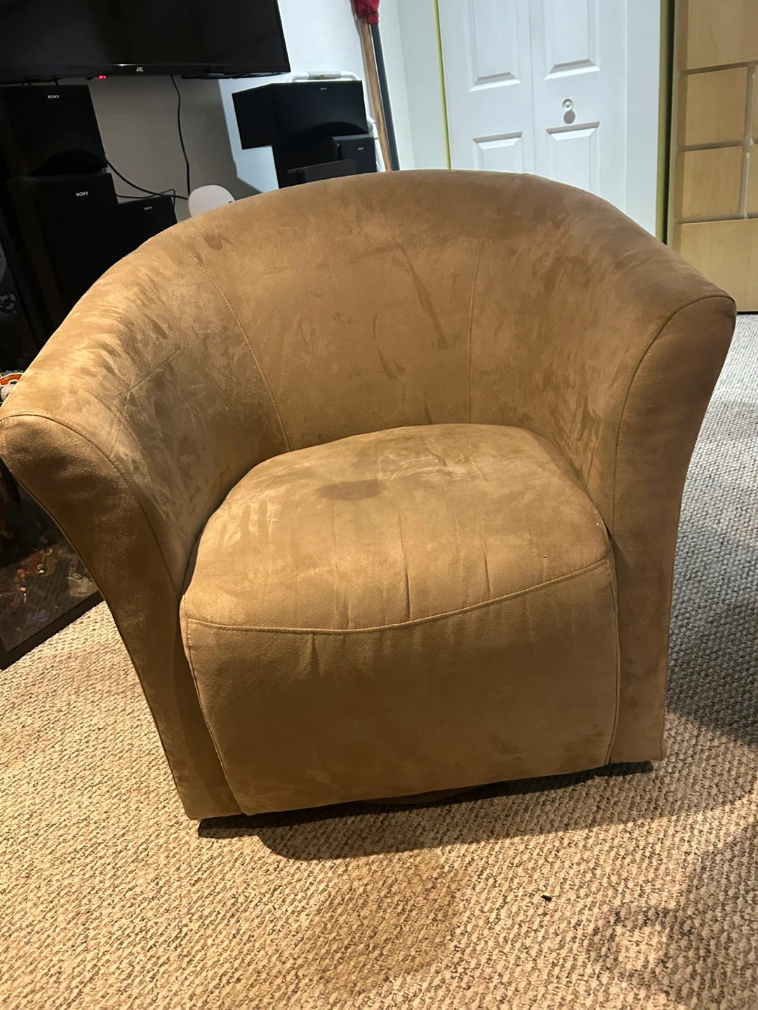 Beige Swivel Barrel Chair - photo 2