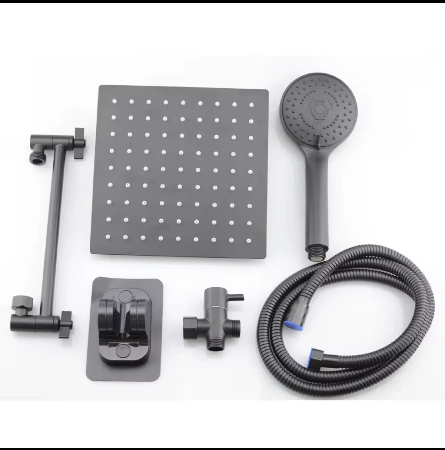 Black 8 Inch Square Shower Head with Handheld Spray image indicator(7)