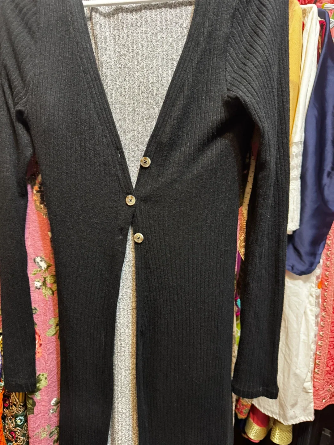 Grey Ribbed Knit Cardigan Dress image indicator(2)