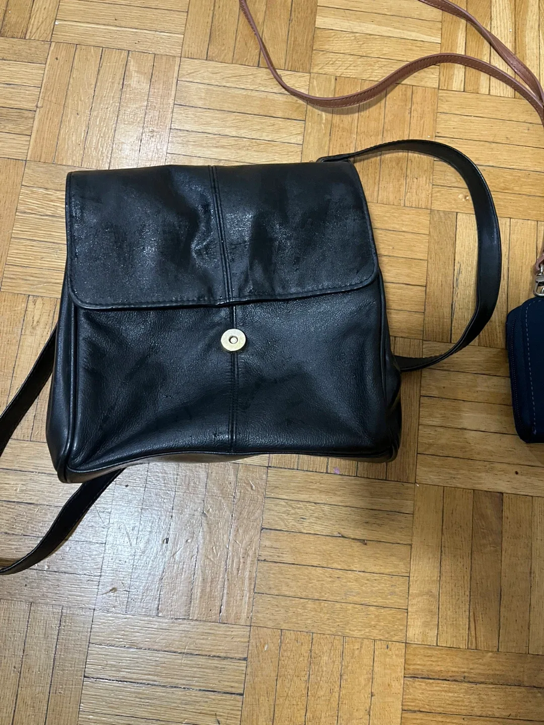 Black Leather Handbag & the Sak Wallet Crossbody