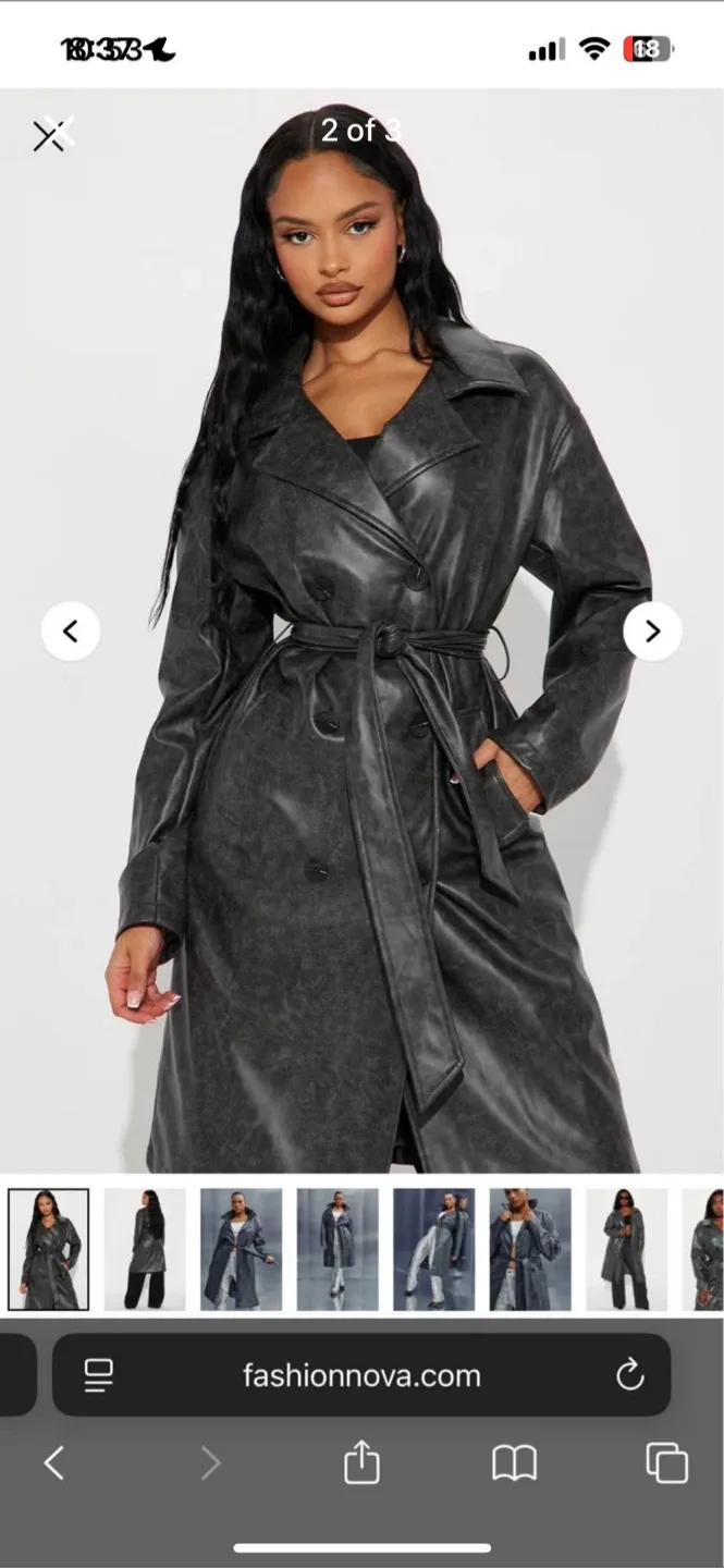 Fashion Nova Grey Trench Coat image indicator(2)