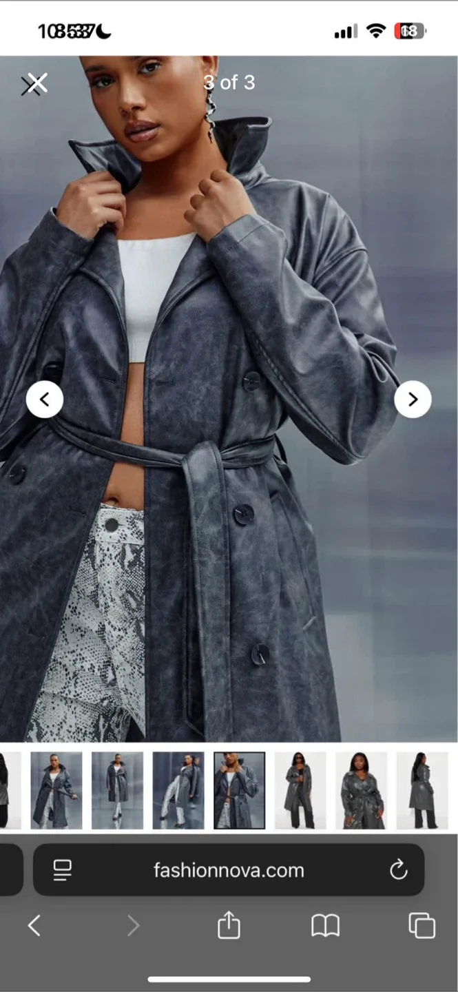 Fashion Nova Grey Trench Coat image indicator(3)