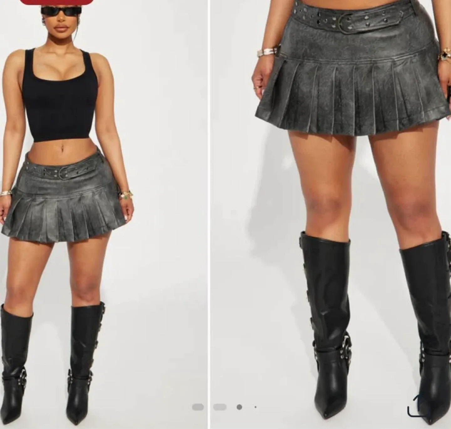 Fashion Nova Grey Pleated Mini Skirt
