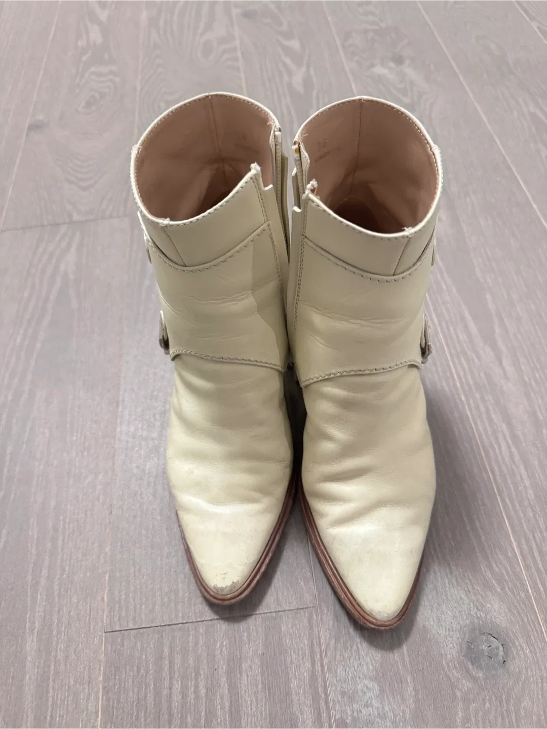 Tod's Cream Leather Ankle Boots - Size 36