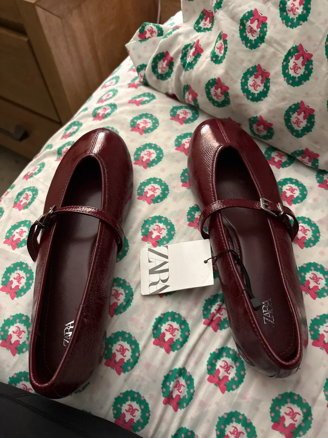 Zara Burgundy Mary Jane Flats - US Size 6