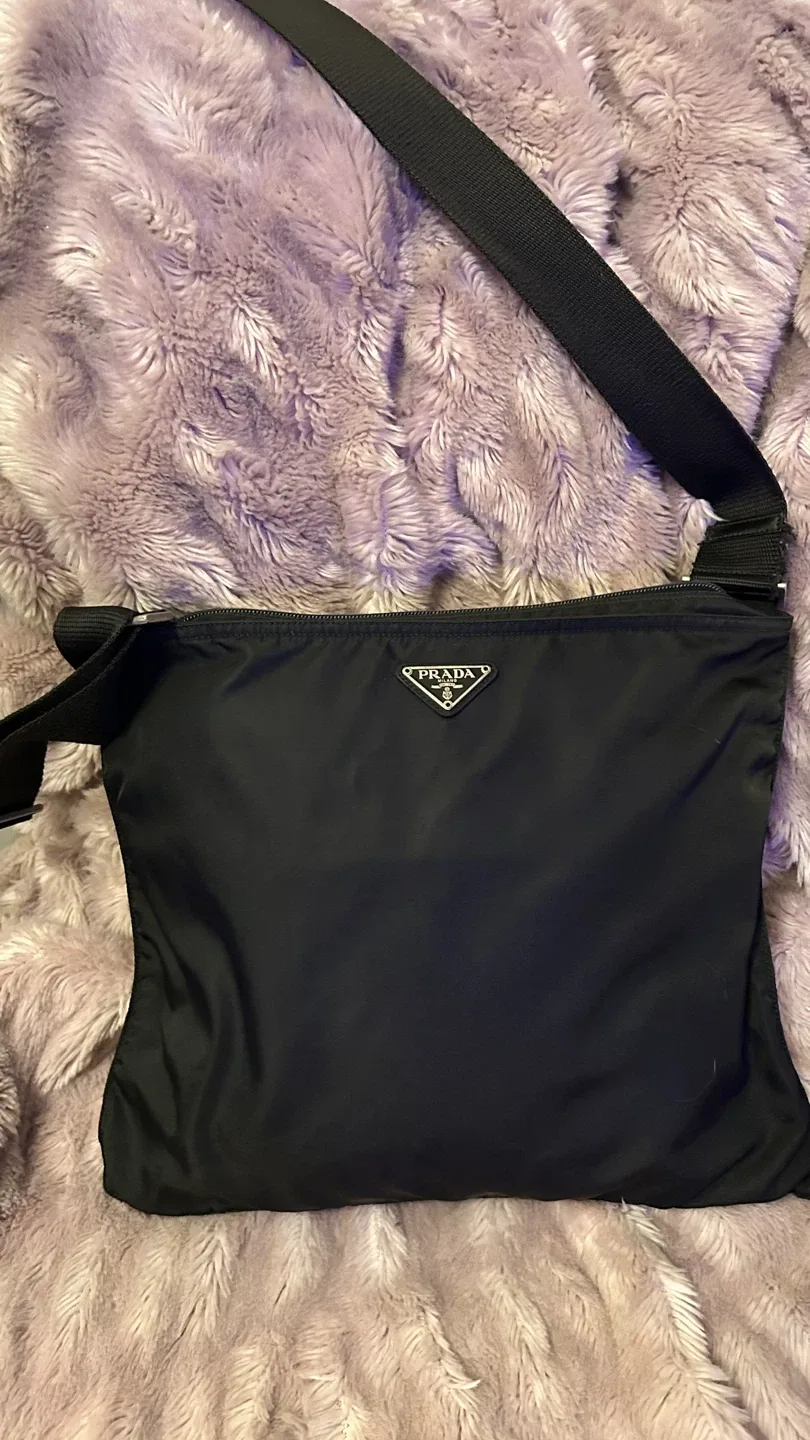 Prada Black Nylon Messenger Bag, Vintage