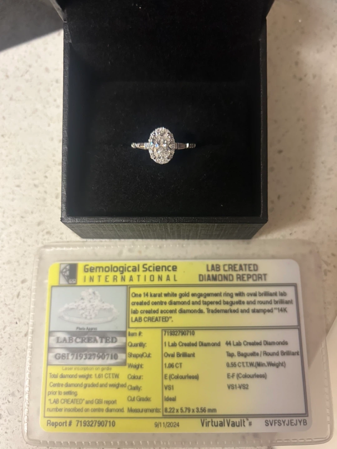 14K White Gold Lab Created Diamond Ring - photo 2