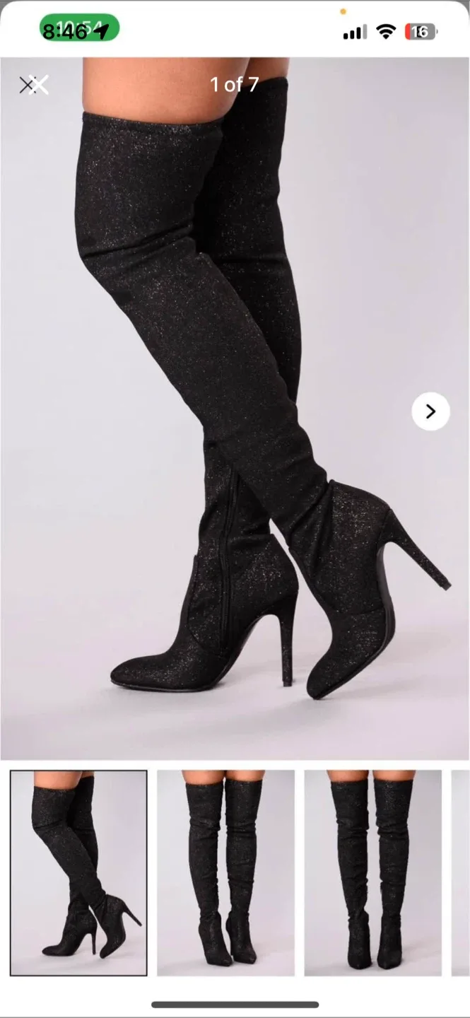 Fashion Nova Glitter Thigh High Boots