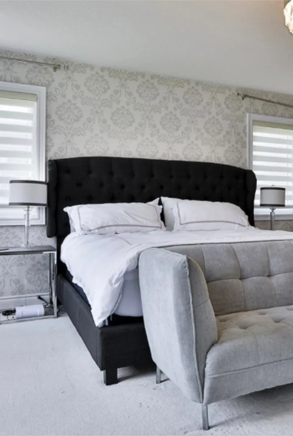 King size Black Tufted Headboard Bed Frame image indicator(2)