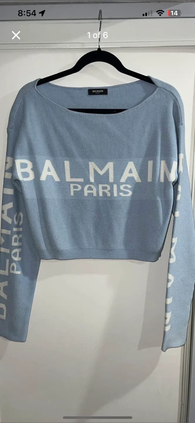 Balmain Pullover Cropped Azzurro Sweater image indicator(2)